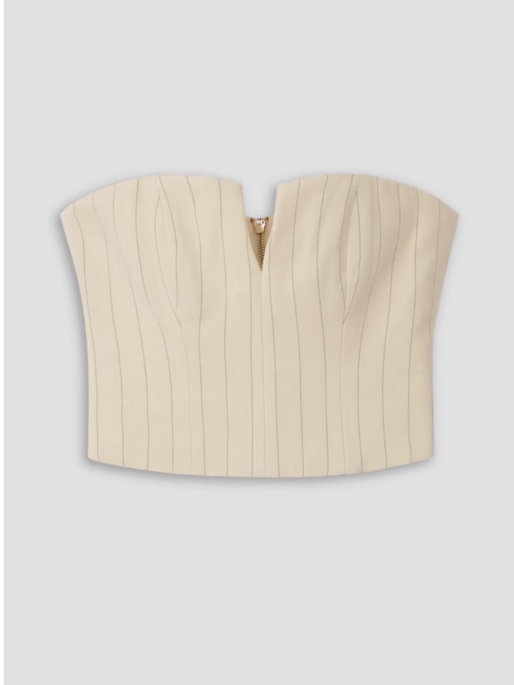ZIMMERMANN Luminosity pinstriped wool and cotton-blend herringbone bustier 00